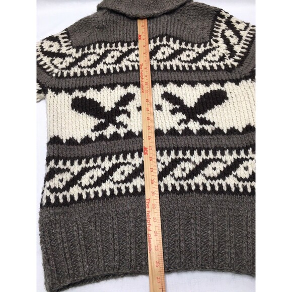 American Eagle Sweater Chowichan Style Chunky Knit Wool Cowl Shawl Collar Mens L - Picture 11 of 11